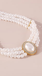 Kaya Vintage Pearl Choker Necklace - White
